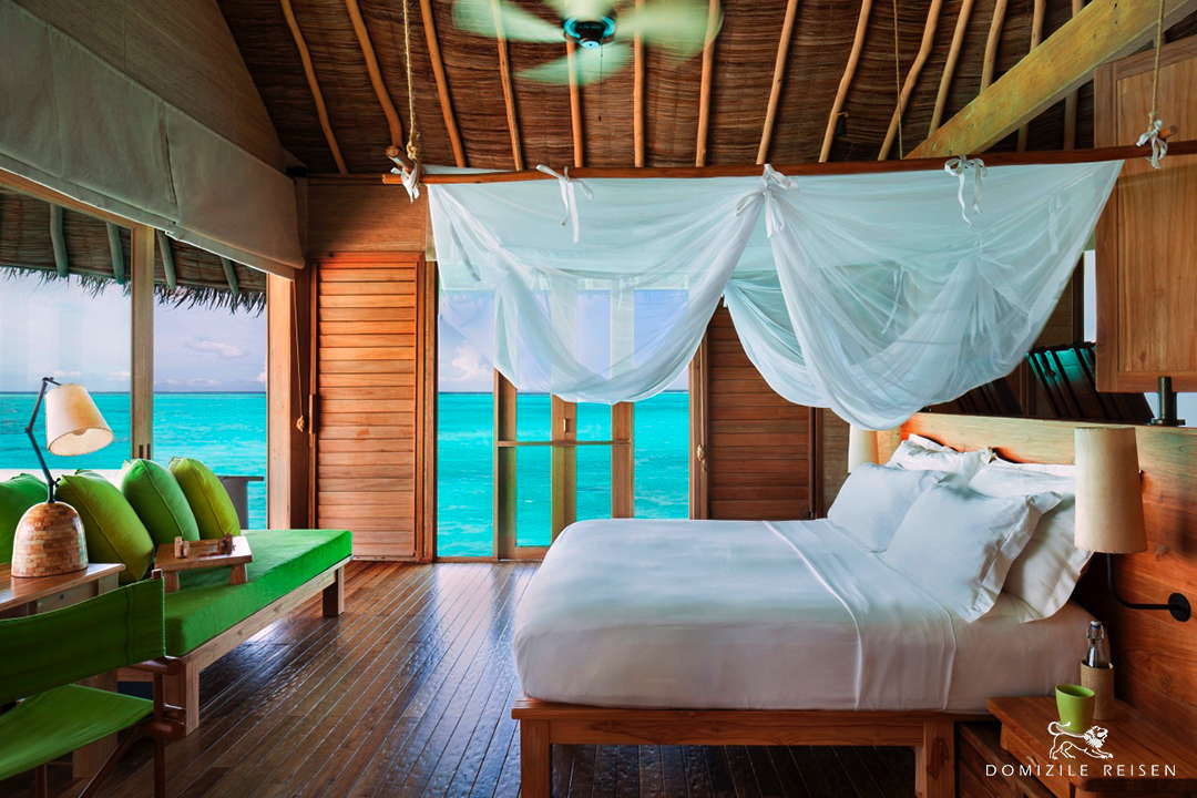 Maldives luxury hotel Six Senses Laamu ocean water villa with pool